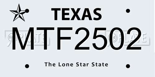 MTF2502 Texas License Plate