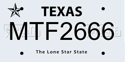 MTF2666 Texas License Plate