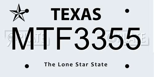 MTF3355 Texas License Plate