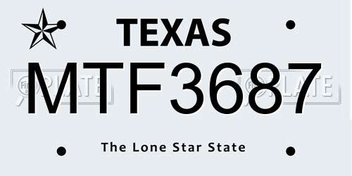 MTF3687 Texas License Plate