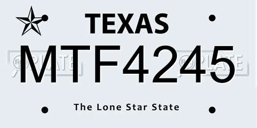 MTF4245 Texas License Plate