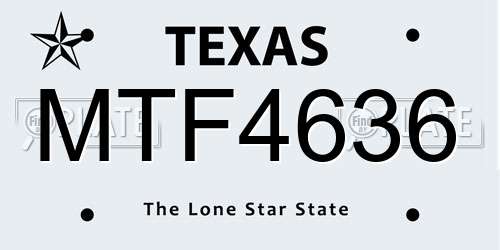 MTF4636 Texas License Plate