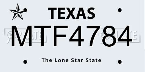 MTF4784 Texas License Plate