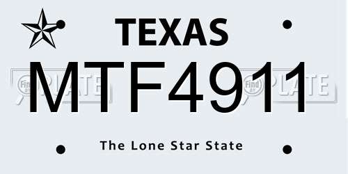 MTF4911 Texas License Plate