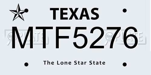 MTF5276 Texas License Plate
