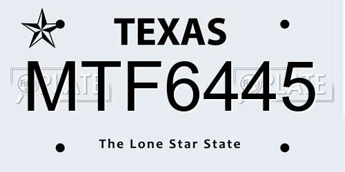 MTF6445 Texas License Plate