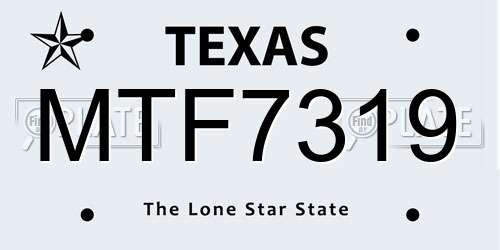 MTF7319 Texas License Plate