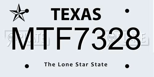 MTF7328 Texas License Plate