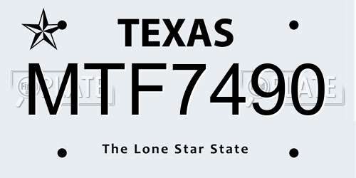 MTF7490 Texas License Plate