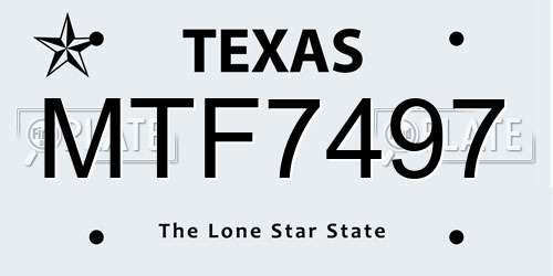 MTF7497 Texas License Plate