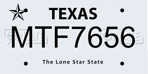 MTF7656 Texas License Plate