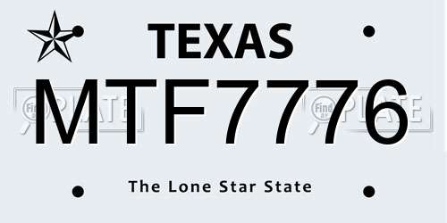 MTF7776 Texas License Plate