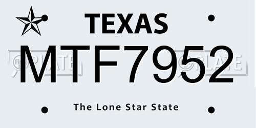 MTF7952 Texas License Plate