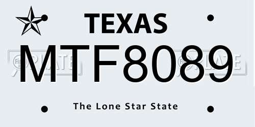 MTF8089 Texas License Plate