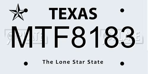 MTF8183 Texas License Plate