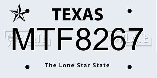 MTF8267 Texas License Plate