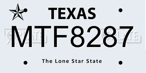 MTF8287 Texas License Plate