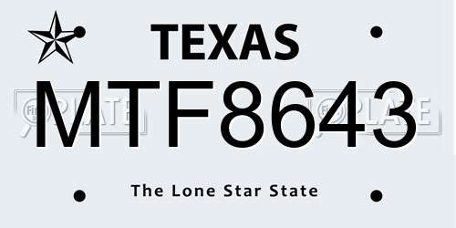MTF8643 Texas License Plate