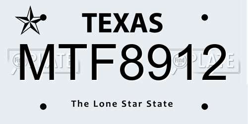 MTF8912 Texas License Plate