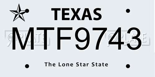 MTF9743 Texas License Plate