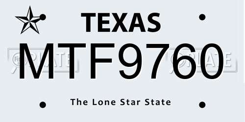 MTF9760 Texas License Plate