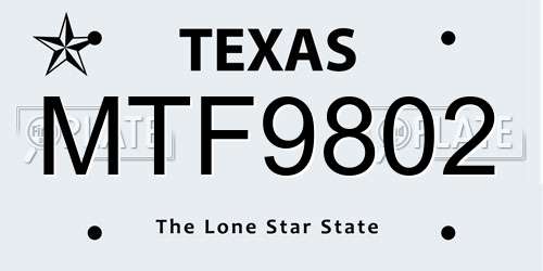 MTF9802 Texas License Plate