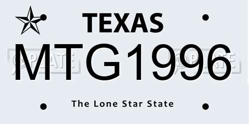 MTG1996 Texas License Plate