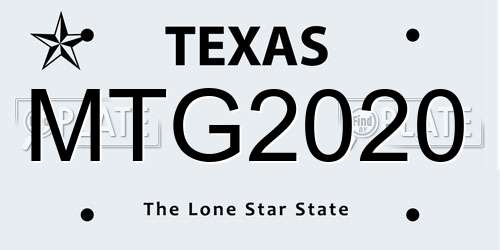 MTG2020 Texas License Plate
