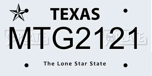 MTG2121 Texas License Plate