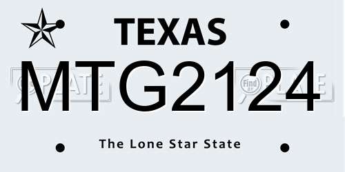 MTG2124 Texas License Plate