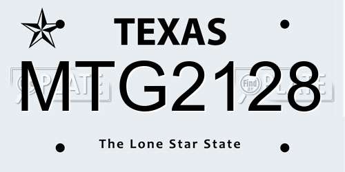 MTG2128 Texas License Plate