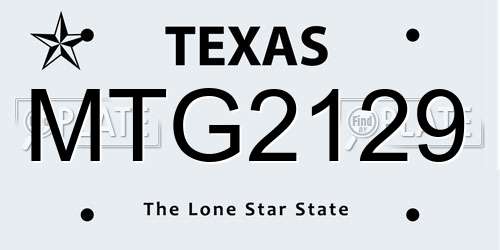 MTG2129 Texas License Plate
