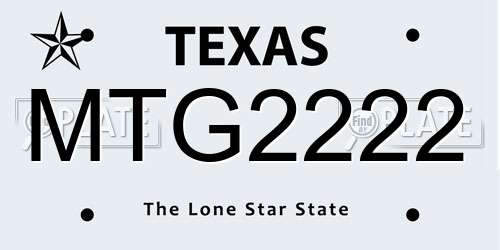 MTG2222 Texas License Plate