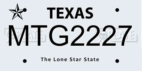 MTG2227 Texas License Plate