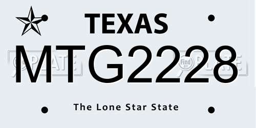 MTG2228 Texas License Plate
