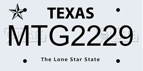 MTG2229 Texas License Plate