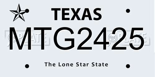 MTG2425 Texas License Plate