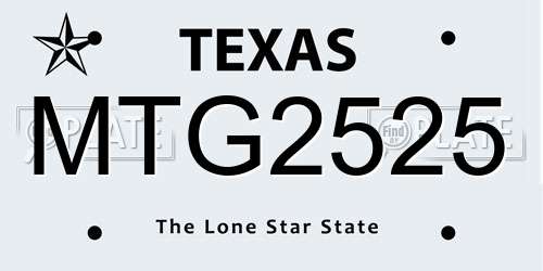 MTG2525 Texas License Plate