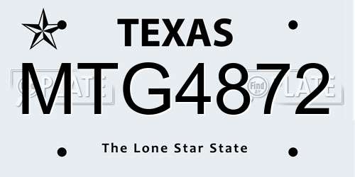 MTG4872 Texas License Plate