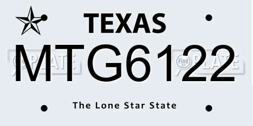 MTG6122 Texas License Plate