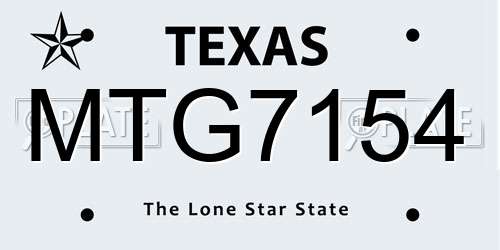 MTG7154 Texas License Plate