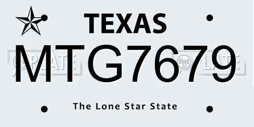 MTG7679 Texas License Plate
