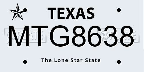 MTG8638 Texas License Plate