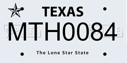MTH0084 Texas License Plate