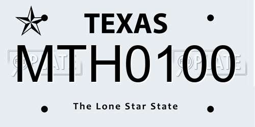 MTH0100 Texas License Plate