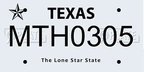 MTH0305 Texas License Plate