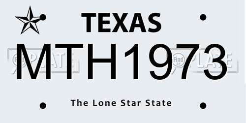 MTH1973 Texas License Plate