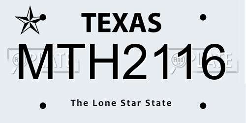 MTH2116 Texas License Plate
