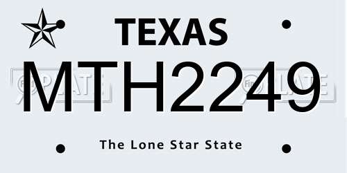 MTH2249 Texas License Plate