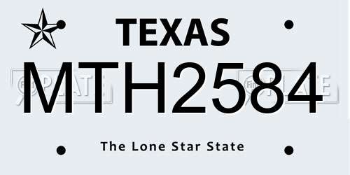MTH2584 Texas License Plate